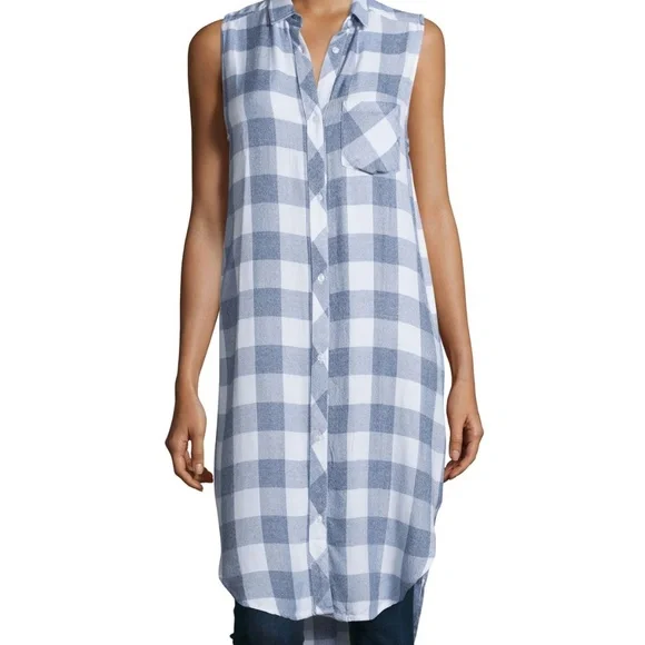 Rails Blue and White Plaid Sleeveless Tunic - Picture 1 of 7